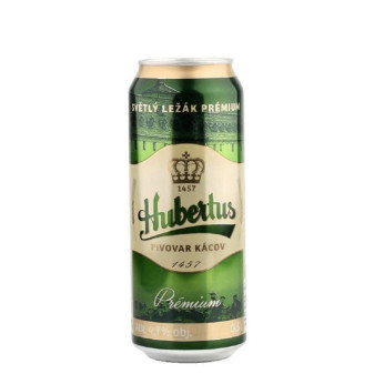 Hubertus pivo 12° - světlý ležák prémium 4.7%- pivovar Hubertus - plech - 0.5L